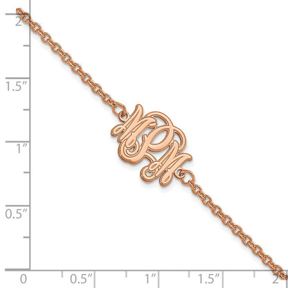 Rose Plated Sterling Silver/Rose Etched Monogram Bracelet