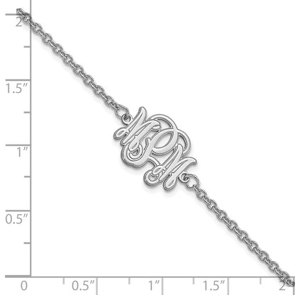 Sterling Silver Silver/Rhodium Plated Etched Monogram Bracelet