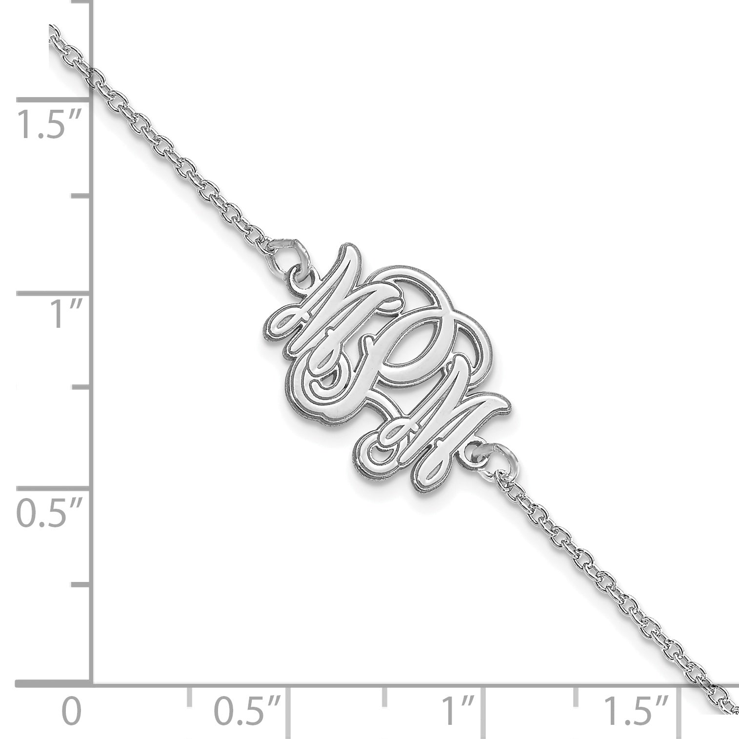 14K White Gold Etched Monogram Bracelet