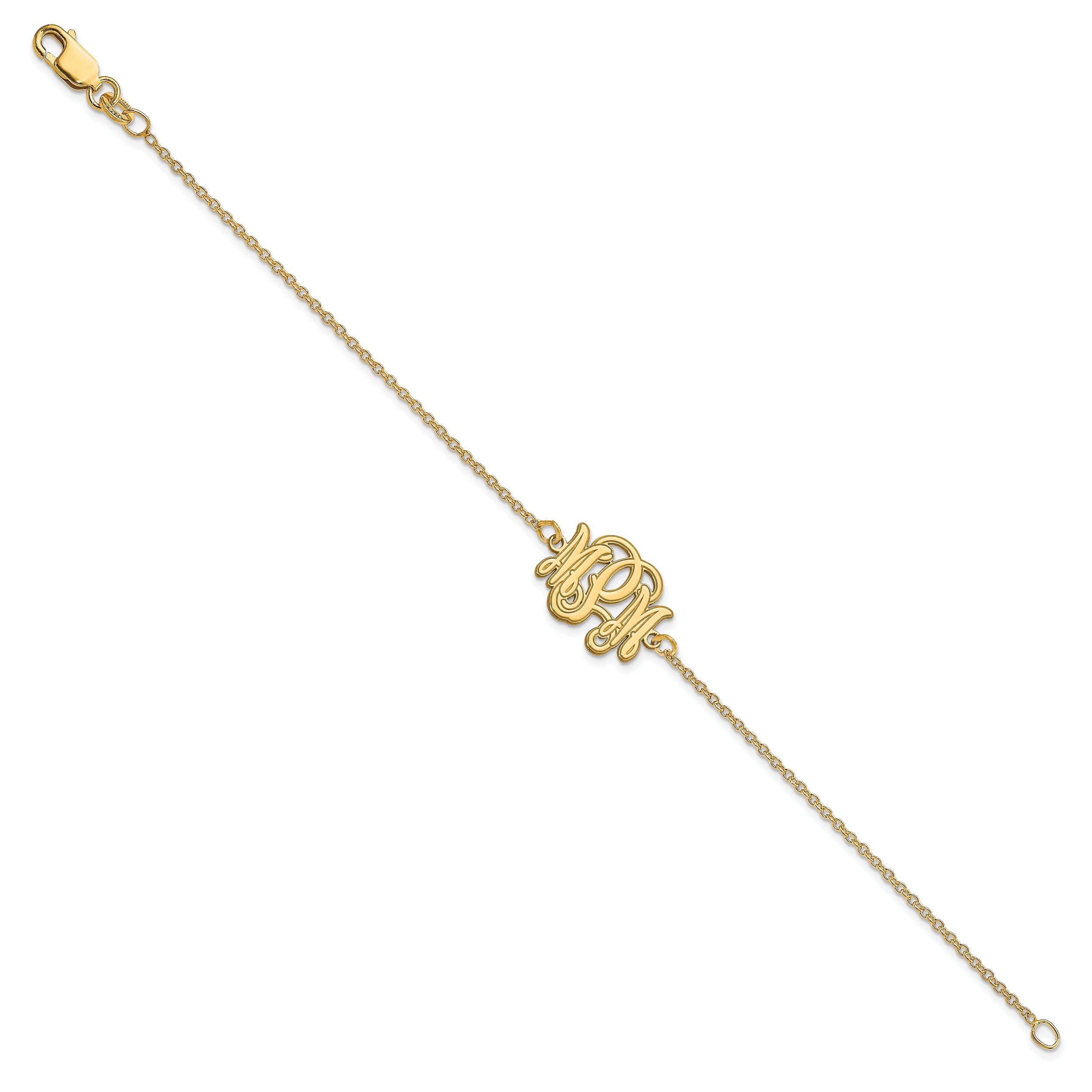 14K Yellow Gold Etched Monogram Bracelet