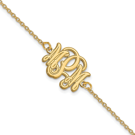 14K Yellow Gold Etched Monogram Bracelet