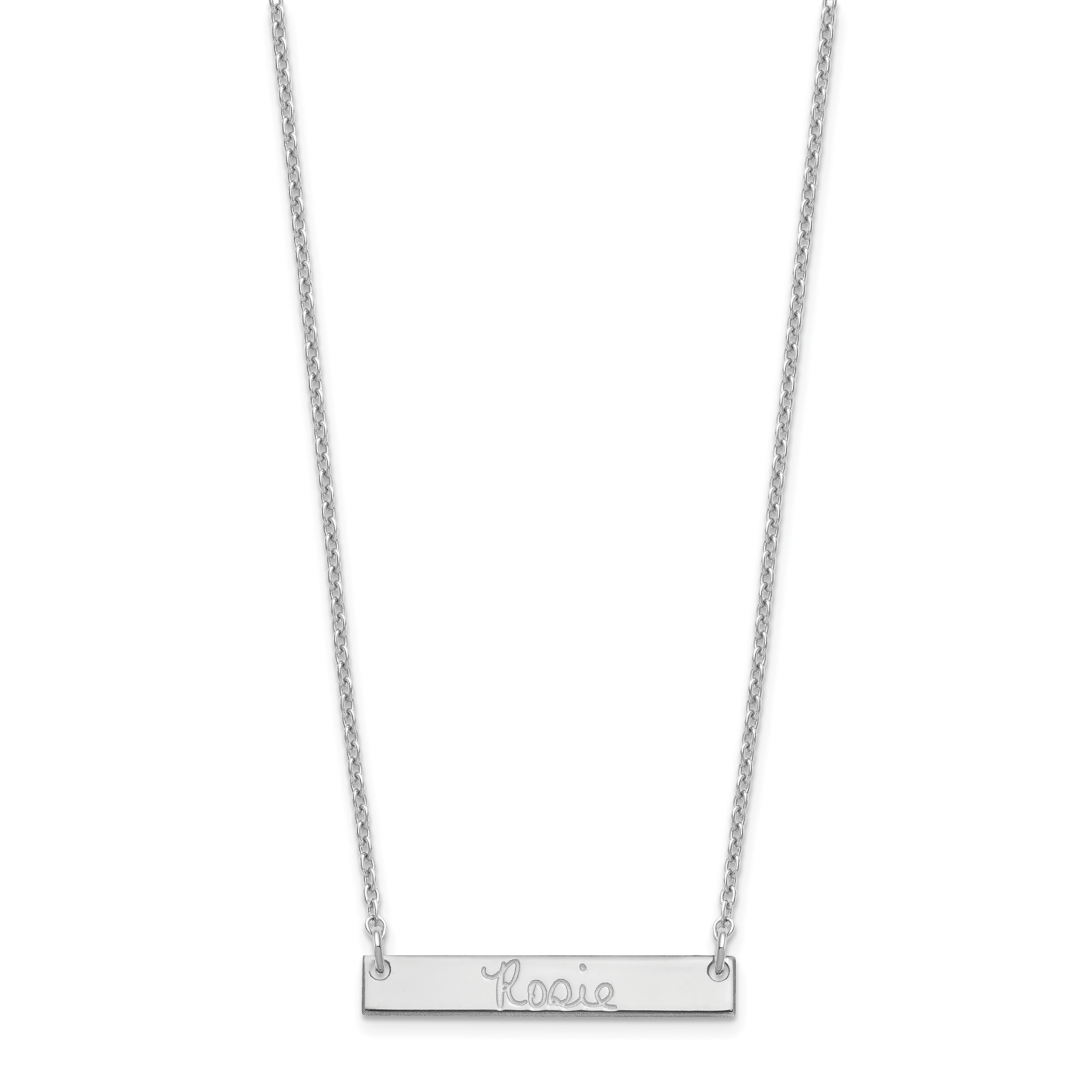Sterling Silver Silver/Rhodium Plated Small Signature Bar Necklace