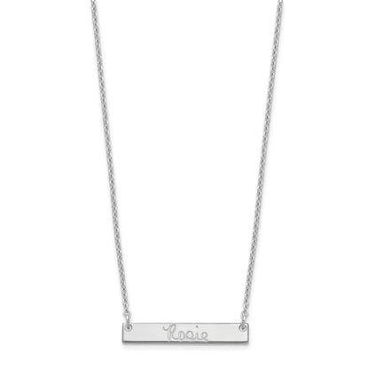 Sterling Silver Silver/Rhodium Plated Small Signature Bar Necklace