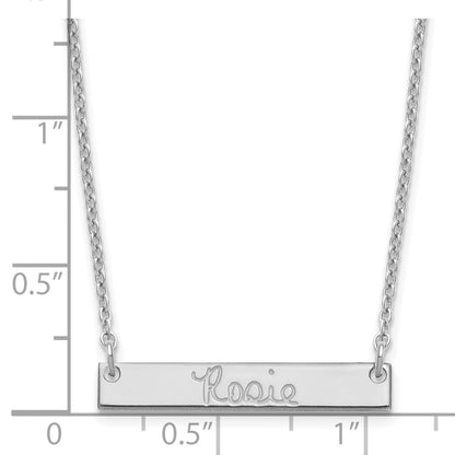Sterling Silver Silver/Rhodium Plated Small Signature Bar Necklace