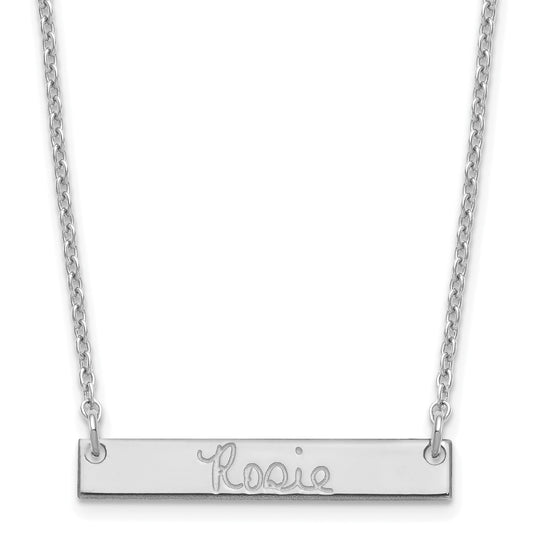 Sterling Silver Silver/Rhodium Plated Small Signature Bar Necklace