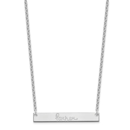 Sterling Silver Silver/Rhodium Plated Medium Signature Bar Necklace