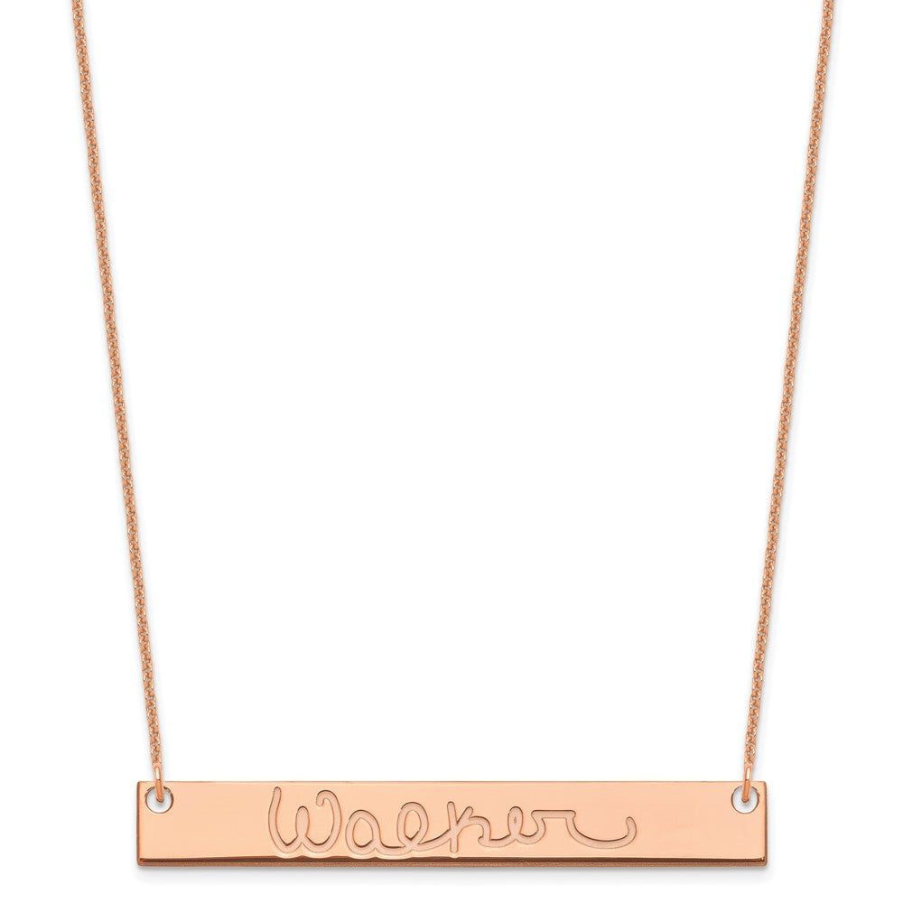14K Rose Gold Large Signature Bar Necklace