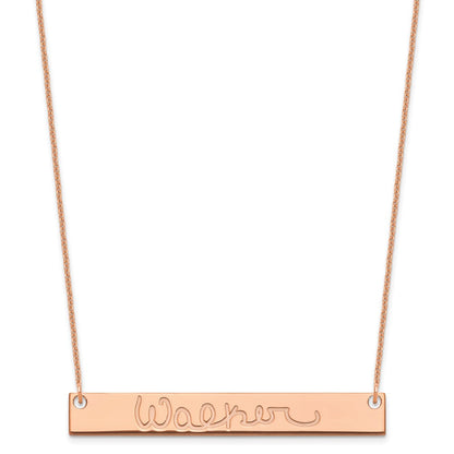 14K Rose Gold Large Signature Bar Necklace