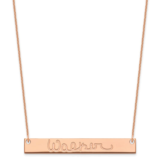 14K Rose Gold Large Signature Bar Necklace
