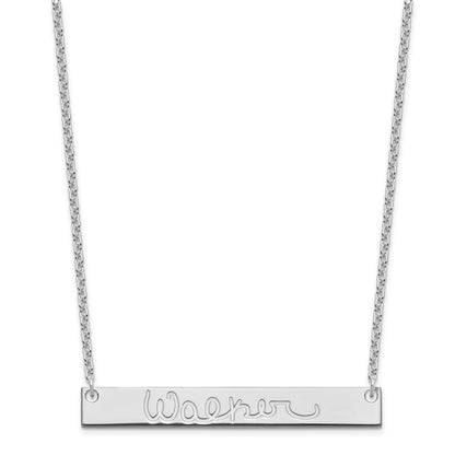 Sterling Silver Silver/Rhodium Plated Large Signature Bar Necklace
