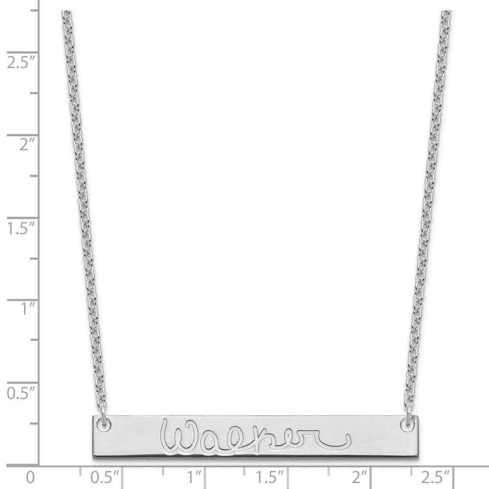 Sterling Silver Silver/Rhodium Plated Large Signature Bar Necklace