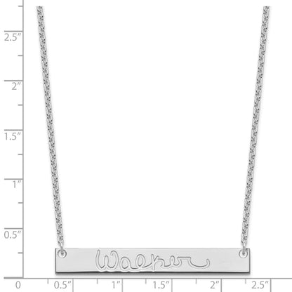 Sterling Silver Silver/Rhodium Plated Large Signature Bar Necklace