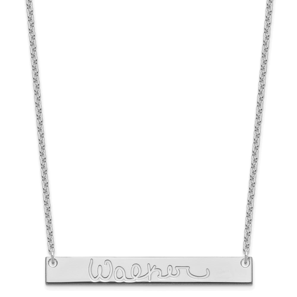 Sterling Silver Silver/Rhodium Plated Large Signature Bar Necklace