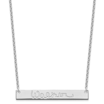 Sterling Silver Silver/Rhodium Plated Large Signature Bar Necklace