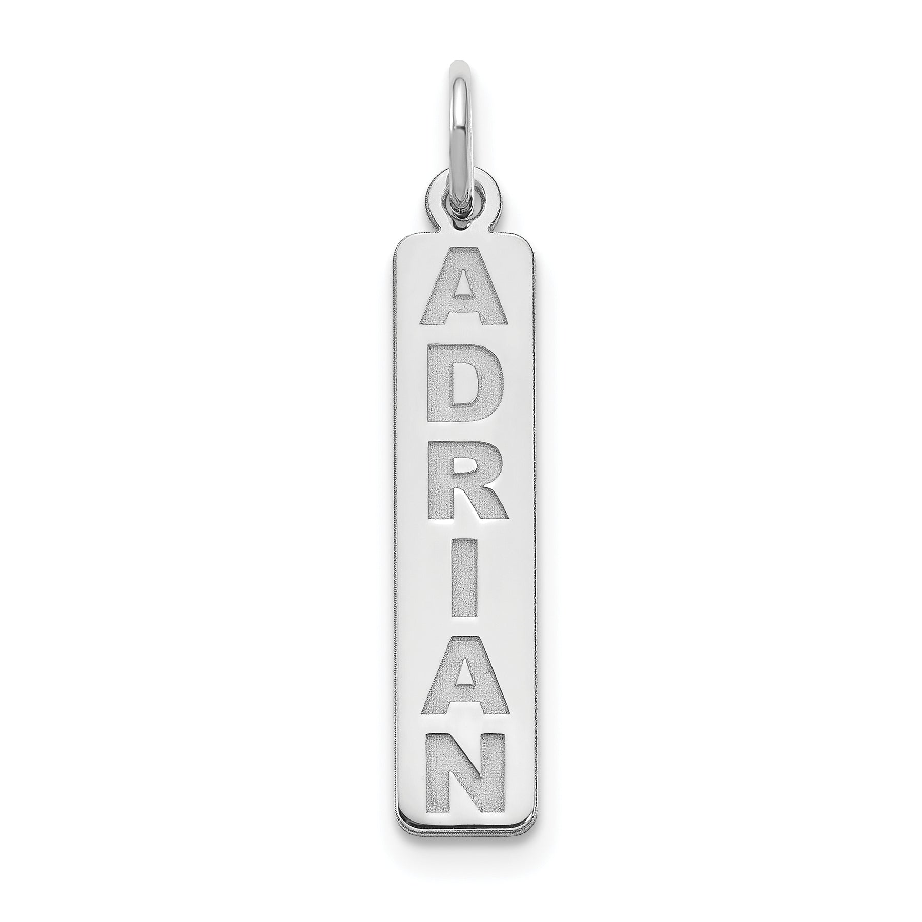 Sterling Silver Silver/Rhodium Plated Arial Black New Font Bar Charm