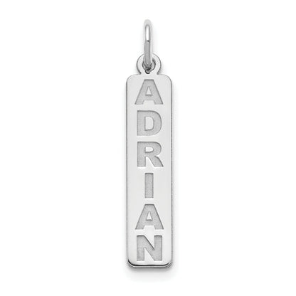 Sterling Silver Silver/Rhodium Plated Arial Black New Font Bar Charm
