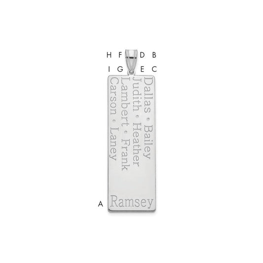 Sterling Silver Silver/Rhodium Plated 8 Name Family Pendant