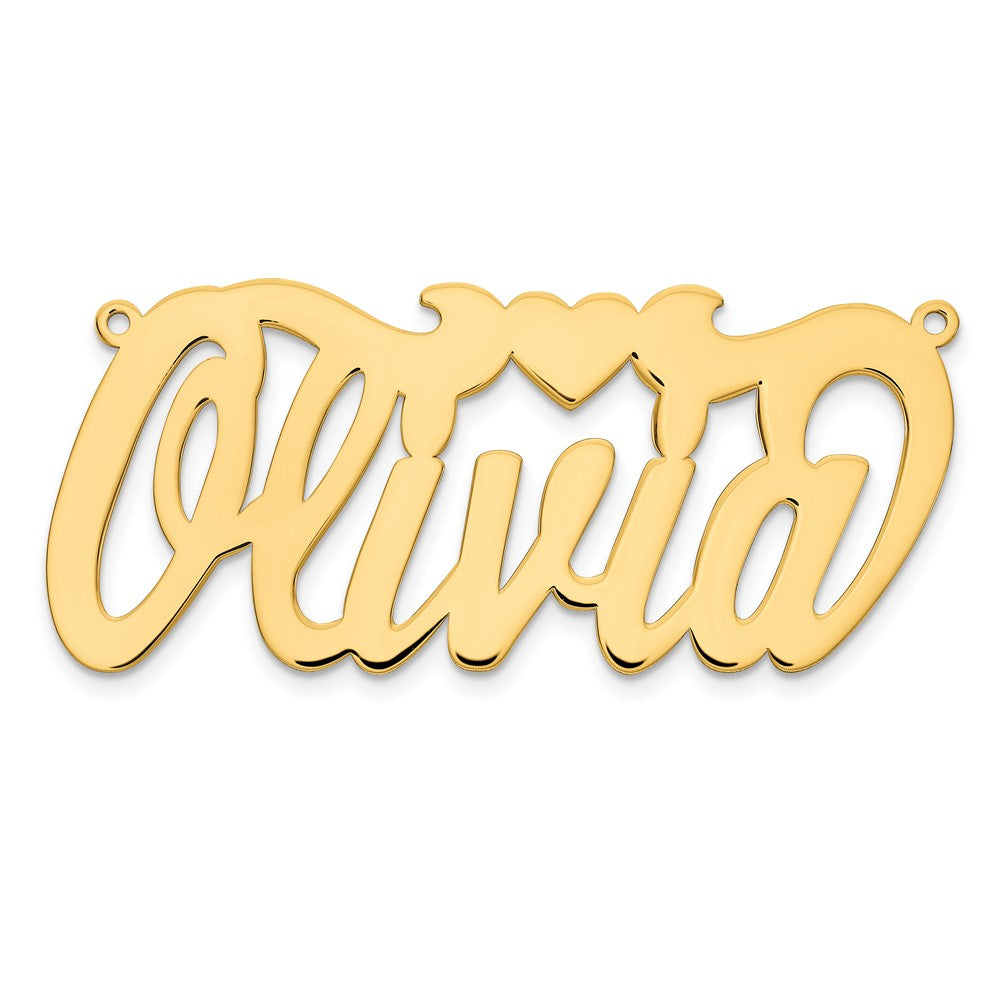 14K Yellow Gold Polished Heart Name Plate