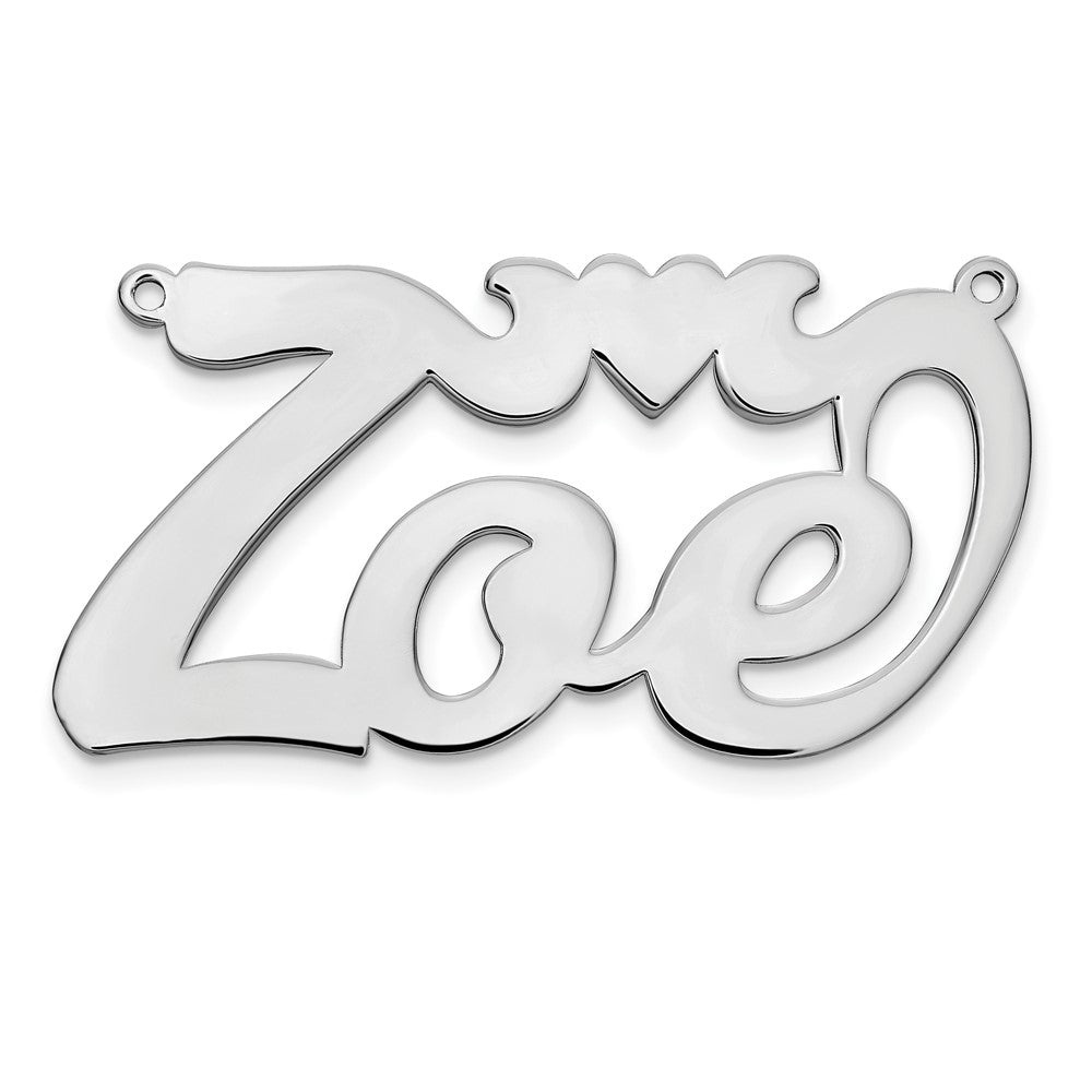 Sterling Silver Silver/Rhodium Plated Polished Heart Name Plate