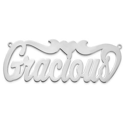 14K White Gold Polished Heart Name Plate