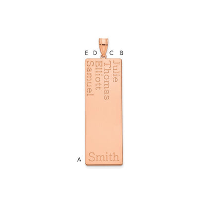 14K Rose Gold 4 Name Family Pendant