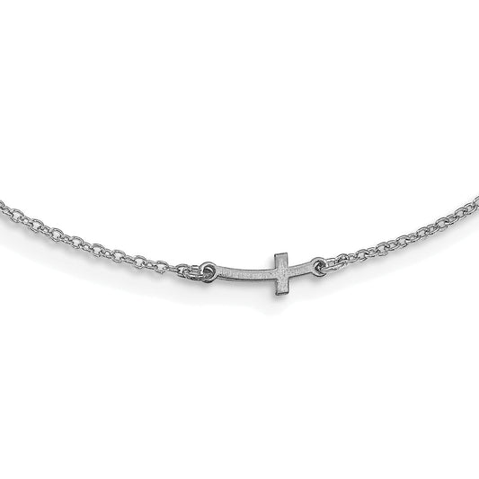 Sterling Silver Silver/Rhodium Plated Brushed 1 Initial/Symbol Necklace