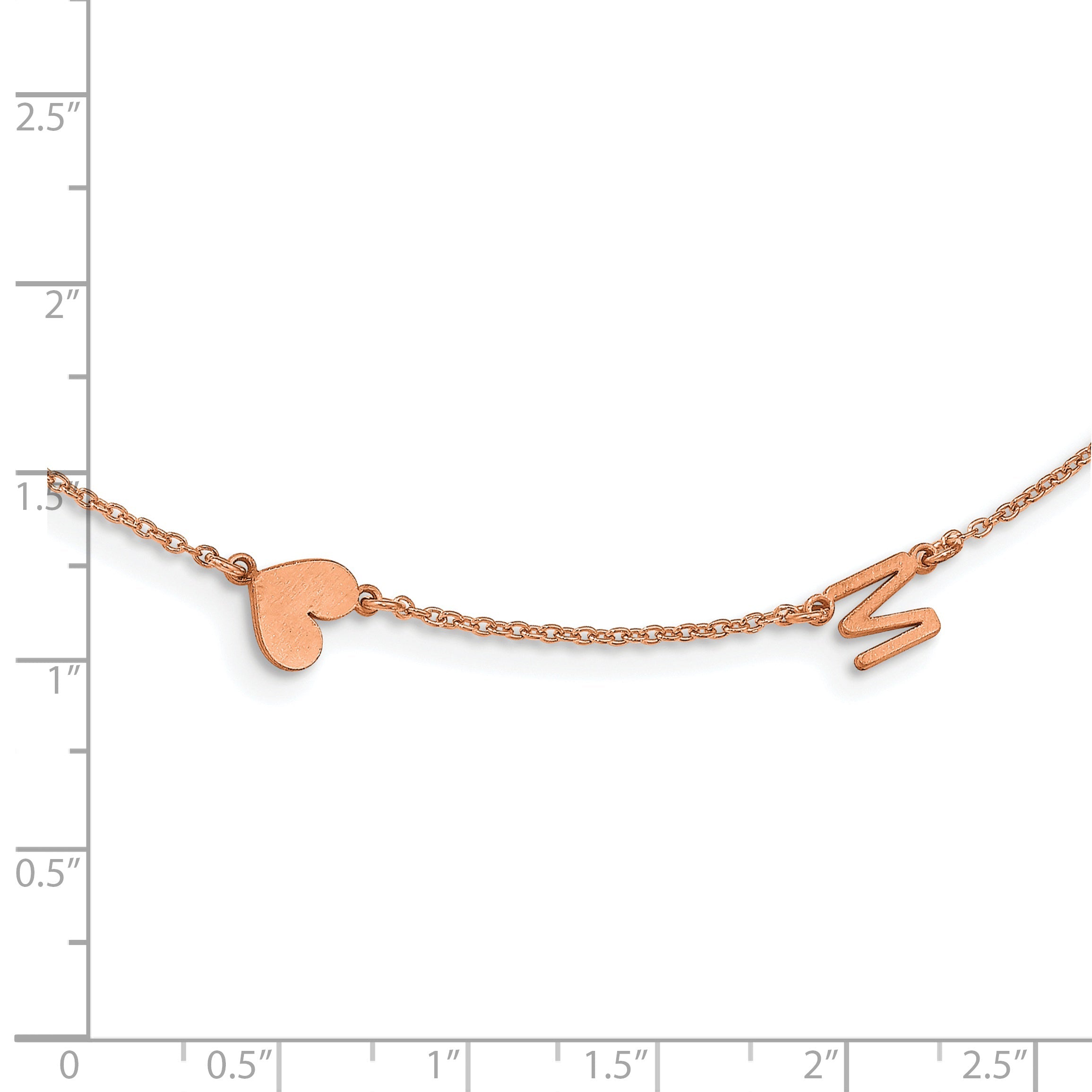 14K Rose Gold 2 Brushed Initial/Symbol Necklace