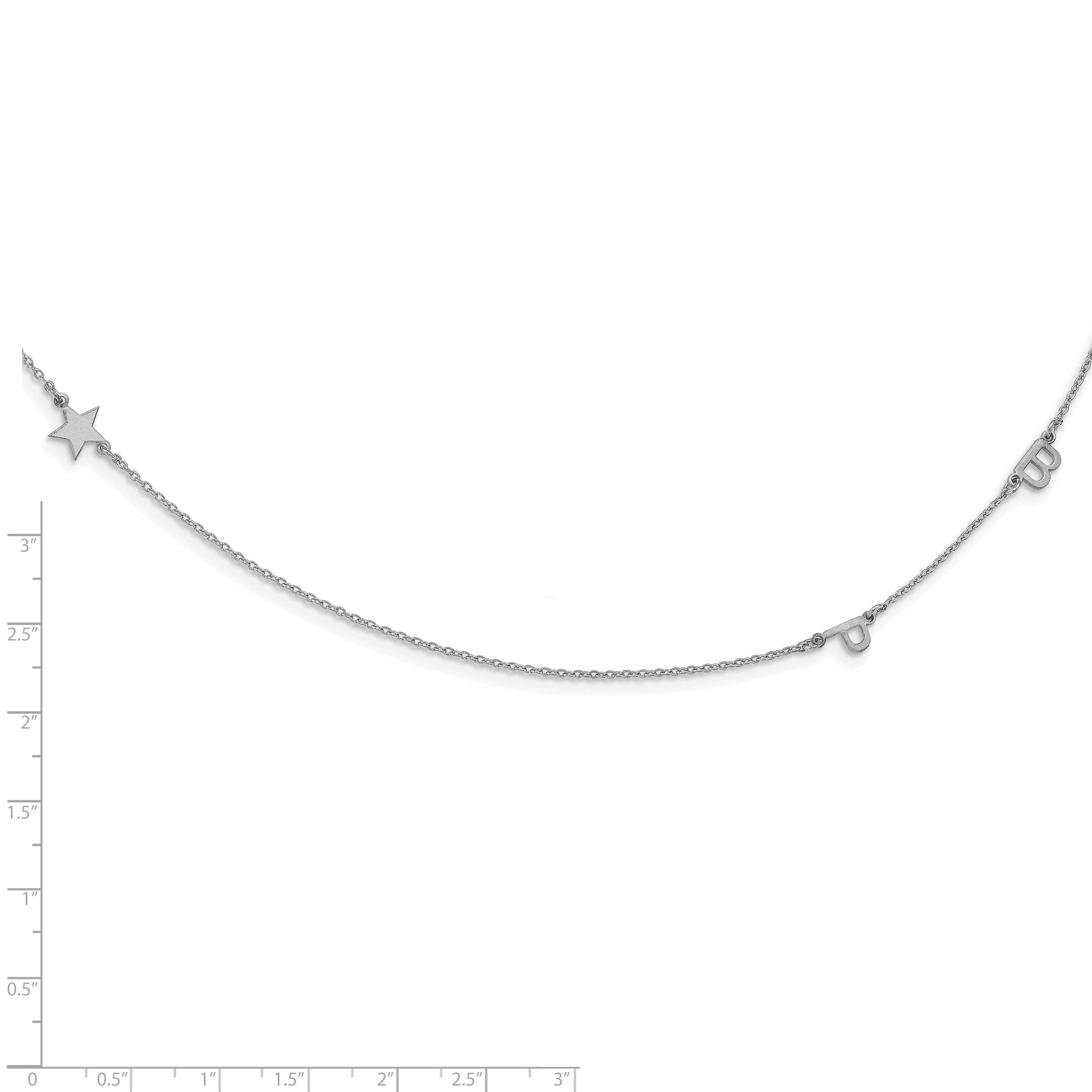 Sterling Silver Silver/Rhodium Plated Brushed 3 Initial/Symbol Necklace