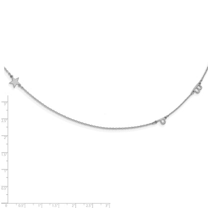 Sterling Silver Silver/Rhodium Plated Brushed 3 Initial/Symbol Necklace