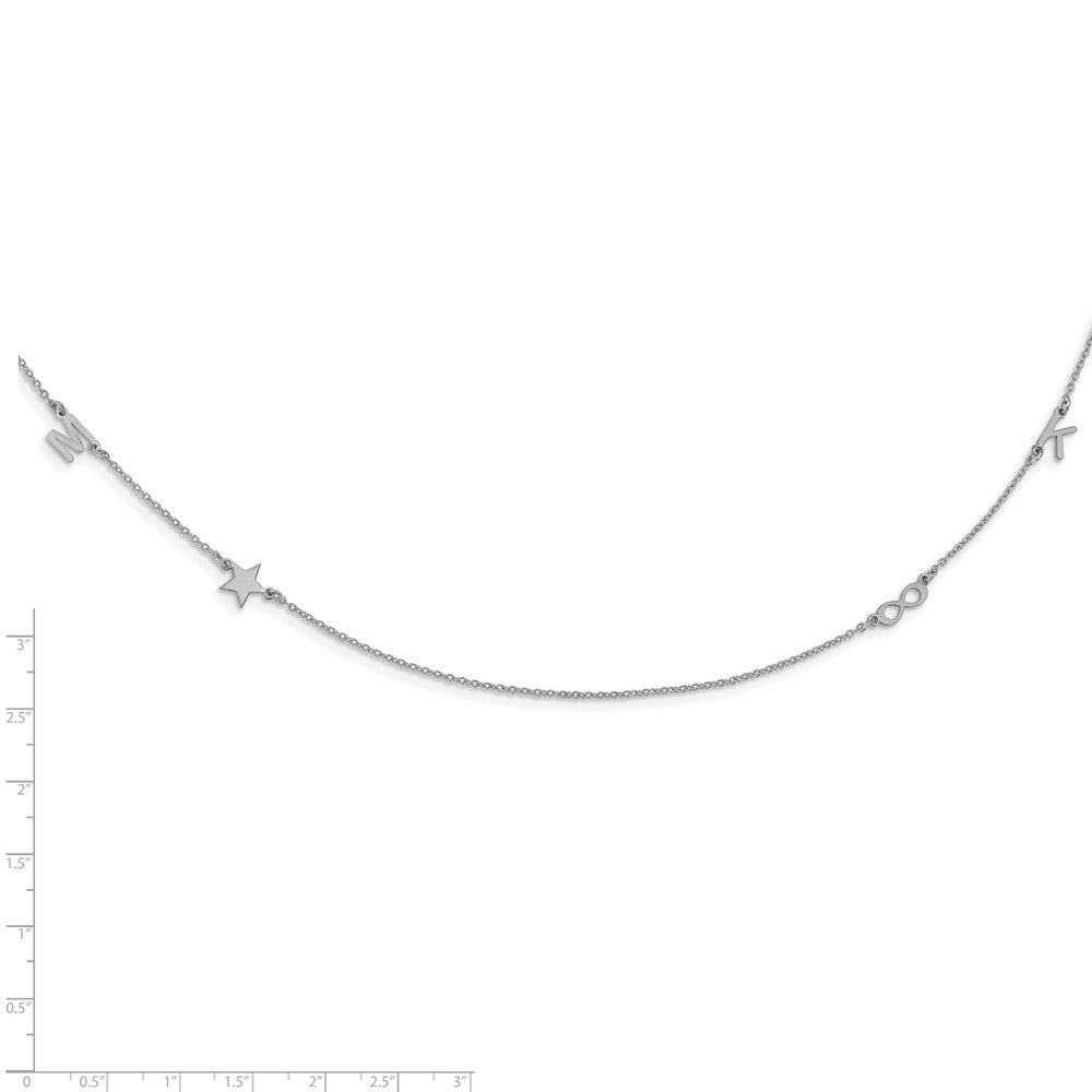 14K White Gold Brushed 4 Initial/Symbol Necklace