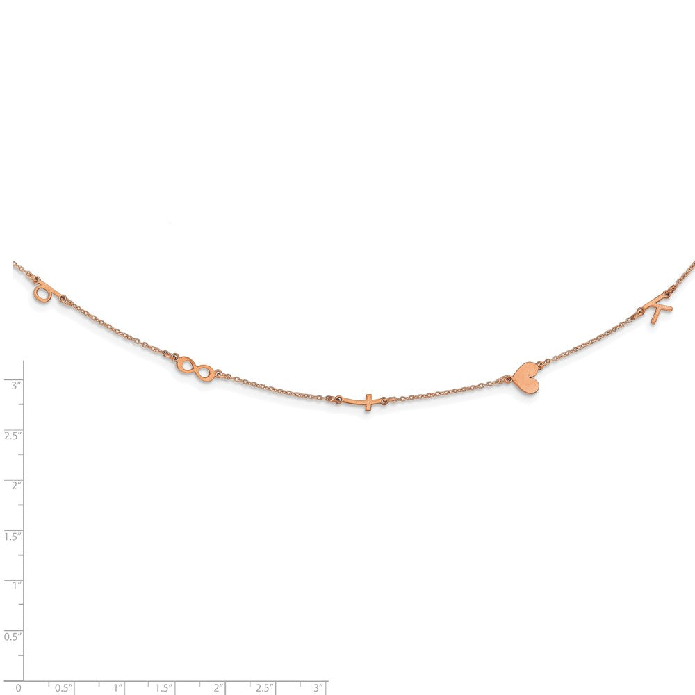14K Rose Gold Brushed 5 Initial/Symbol Necklace