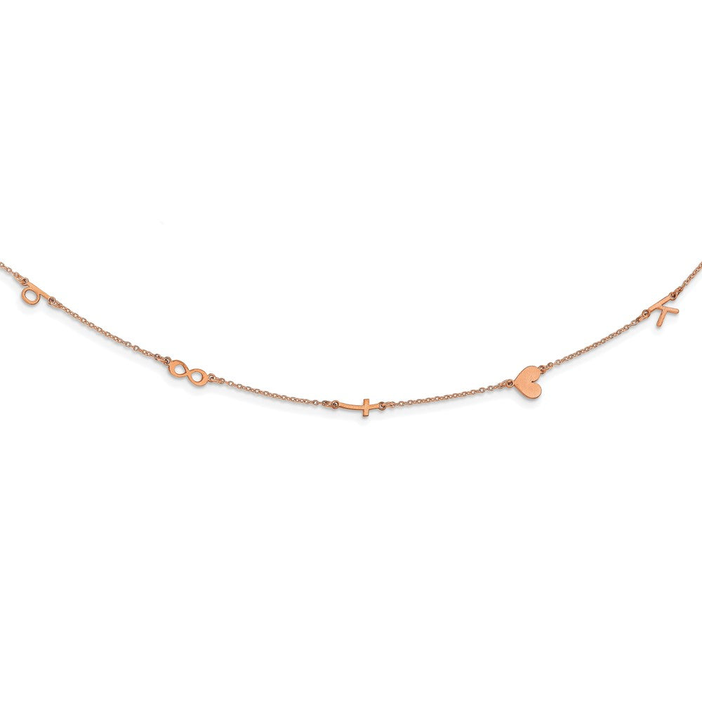 14K Rose Gold Brushed 5 Initial/Symbol Necklace