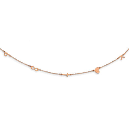 14K Rose Gold Brushed 5 Initial/Symbol Necklace