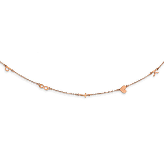 14K Rose Gold Brushed 5 Initial/Symbol Necklace