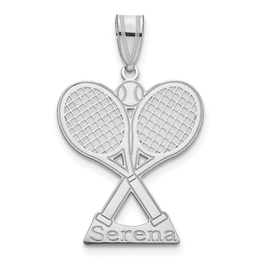 Sterling Silver Silver/Rhodium Plated Personalized Tennis Pendant