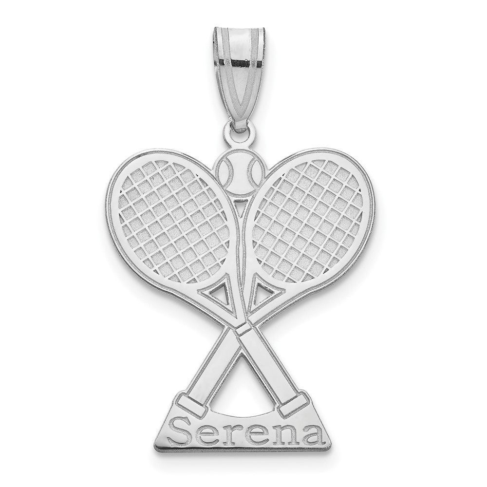 14K White Gold Personalized Tennis Pendant