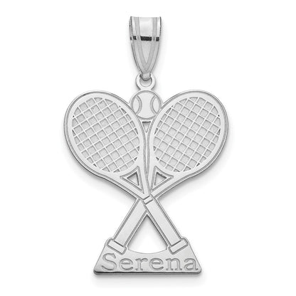 14K White Gold Personalized Tennis Pendant