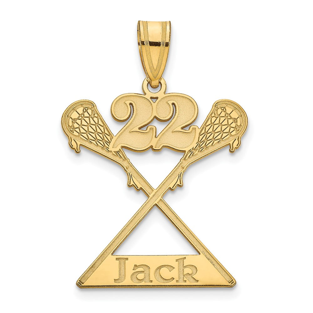 Gold Plated Sterling Silver/Gold Personalized Lacrosse Pendant