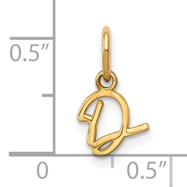 14k Yellow Gold 14KY Upper case Letter D Initial Charm