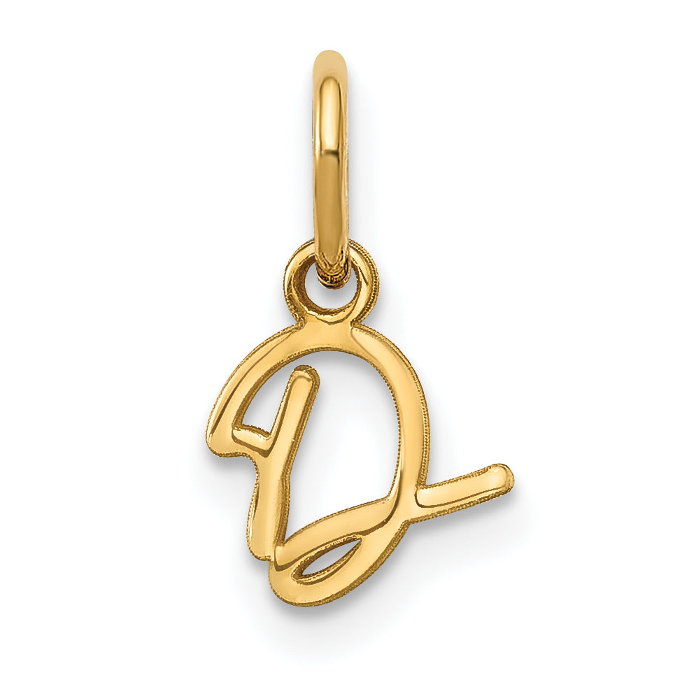14k Yellow Gold 14KY Upper case Letter D Initial Charm