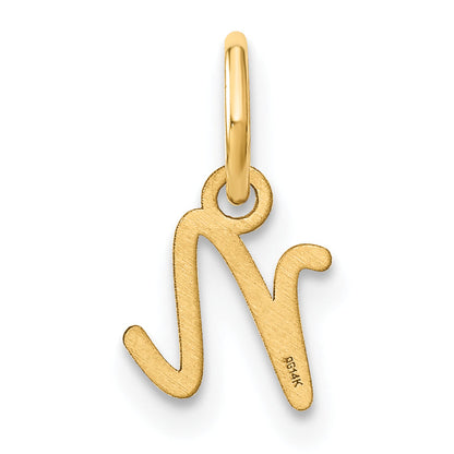 14k Yellow Gold 14KY Upper case Letter N Initial Charm