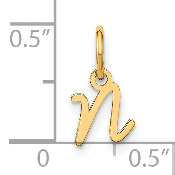14k Yellow Gold 14KY Upper case Letter N Initial Charm