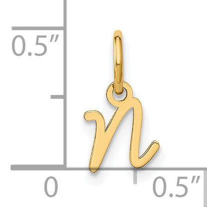 14k Yellow Gold 14KY Upper case Letter N Initial Charm