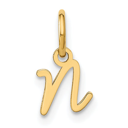 14k Yellow Gold 14KY Upper case Letter N Initial Charm