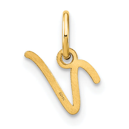 14k Yellow Gold 14KY Upper case Letter V Initial Charm