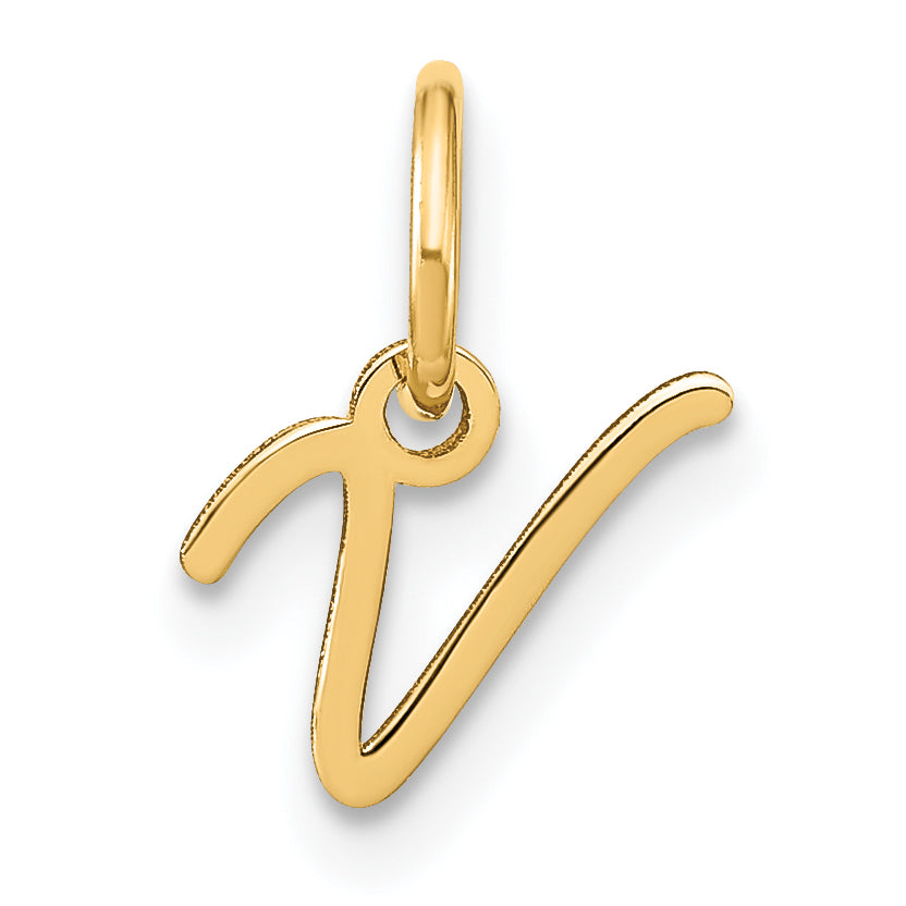 14k Yellow Gold 14KY Upper case Letter V Initial Charm