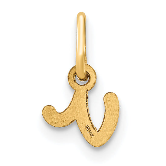 14k Yellow Gold 14KY Lower case Letter V Initial Charm