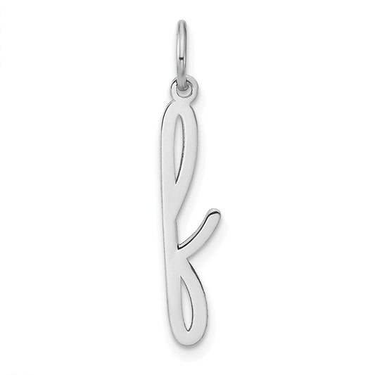 14k White Gold 14KW Lower case Letter F Initial Charm