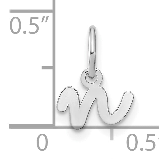 14k White Gold 14KW Lower case Letter N Initial Charm