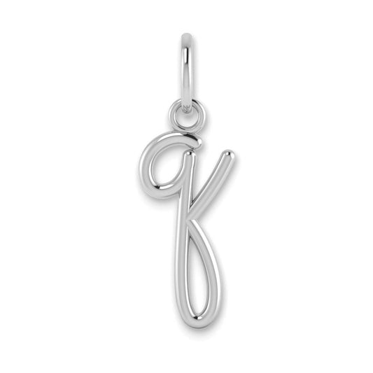 14K White Gold 14Kw Lower Case Letter Q Initial Charm